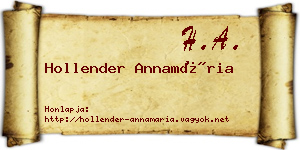 Hollender Annamária névjegykártya